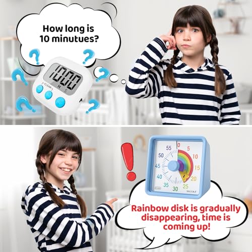 Secura 60-Minute Visual Timer for Kids, Time Clocks, Countdown Timer for Office Kitchen, Classroom Timer for Kids, Silent Time Management Tool (Blue & Star) - Image 2