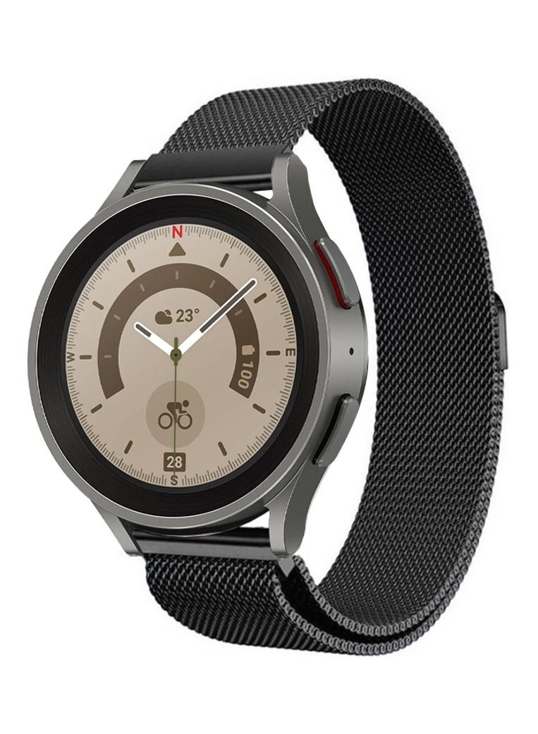 CATANES سوار ميلاني من الفولاذ المقاوم للصدأ لسامسونج جالاكسي ووتش 5 / جالاكسي ووتش 5 برو 20 مم متوافق مع جالاكسي ووتش 5 (44 مم / 40 مم) جالاكسي ووتش 5 برو (45 مم) أسود - Image 2