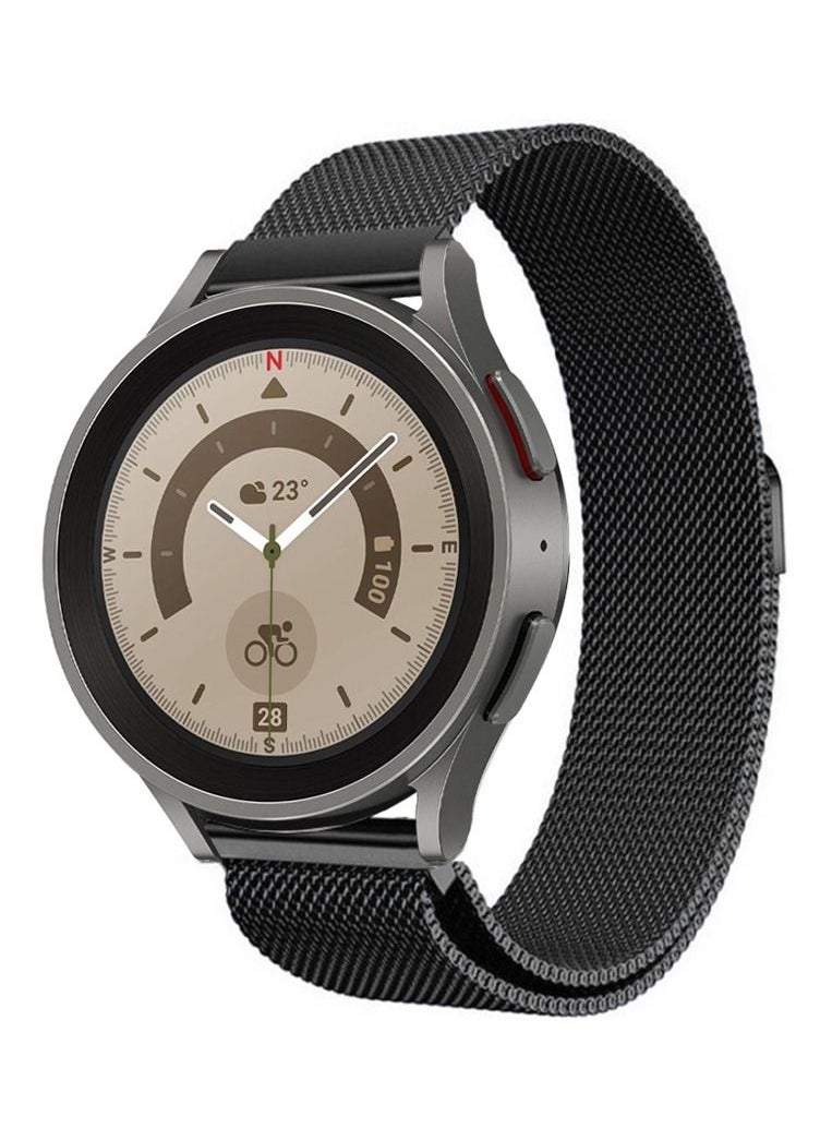 CATANES - Samsung Galaxy Watch 5 / Galaxy Watch 5 Pro Band Milanese Stainless Steel Strap 20mm Compatible with Galaxy Watch5 (44mm/40mm) Galaxy Watch5 Pro (45mm) Black - Image 1