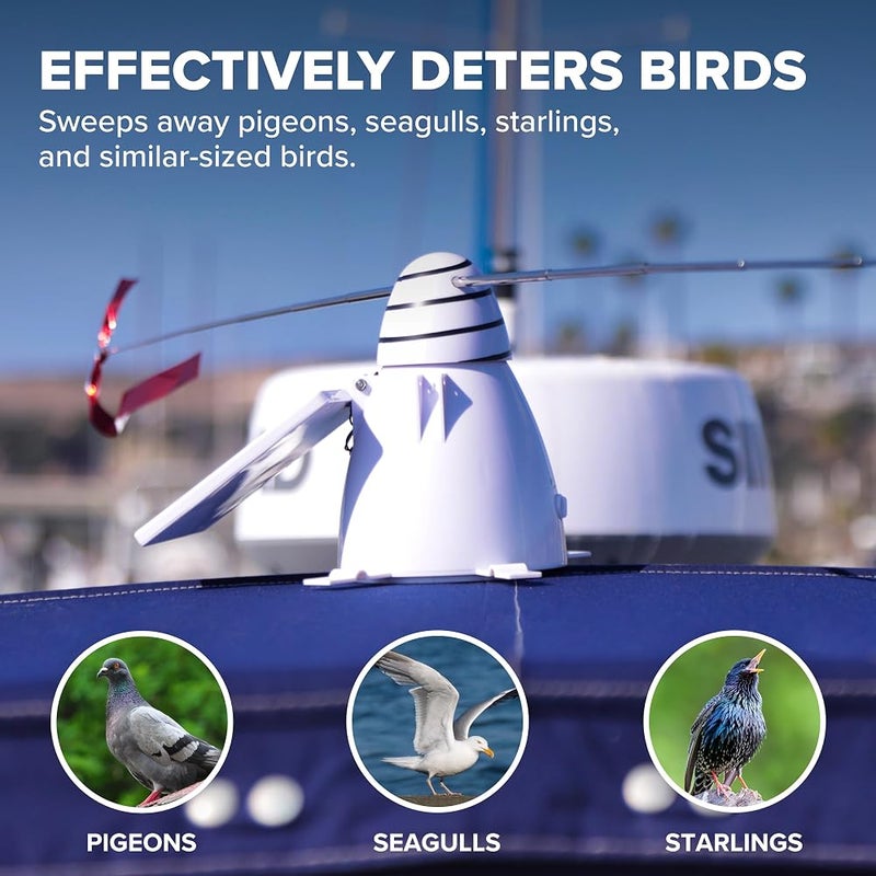 BIRD.B.GONE Bird B Gone - Solar Bird Repeller - Spinning Bird Deterrent with Telescoping Arms - Prevents Birds from Landing - Humane Repellent - Portable Design - for Boats, Patios, AC Units, Etc - Solar Powered - Image 4