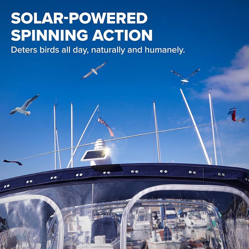 BIRD.B.GONE Bird B Gone - Solar Bird Repeller - Spinning Bird Deterrent with Telescoping Arms - Prevents Birds from Landing - Humane Repellent - Portable Design - for Boats, Patios, AC Units, Etc - Solar Powered - Image 3