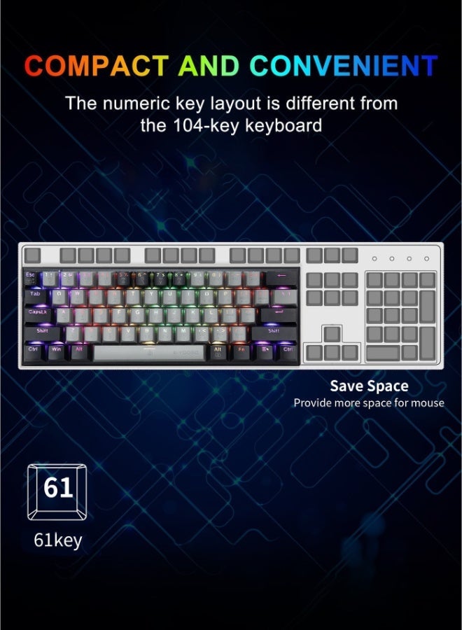 إي-يوسو Z-11 60% Wired RGB Arabic & English Mechanical Keyboard,61 Keys Compact Gaming Keyboard with Linear Silver Switches for Windows, Mac PS(Grey Black) - Image 3