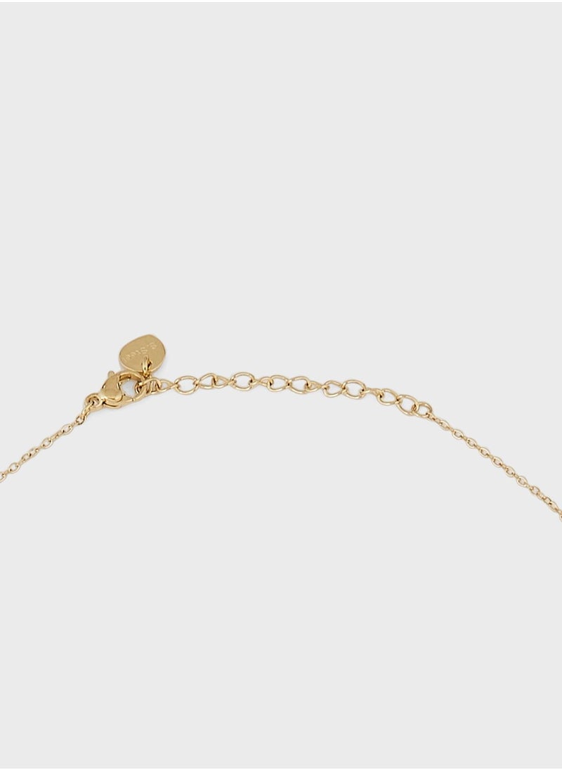 Lady Mauve CLARA NATURAL STONE CIRCLE PENDANT BEADED BAR NECKLACE  - Image 3