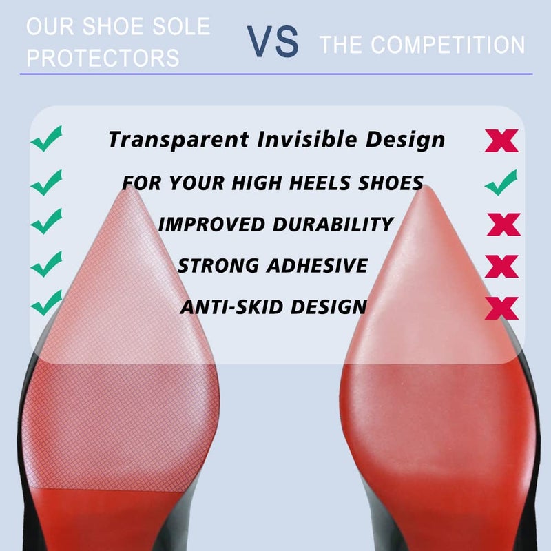 Dr.Foot Dr. Foot Shoe Sole Protectors for high-Heels, Self Adhesive Silicone Non-Slip Shoes Cover Bottoms for Women (Clear) - Image 4