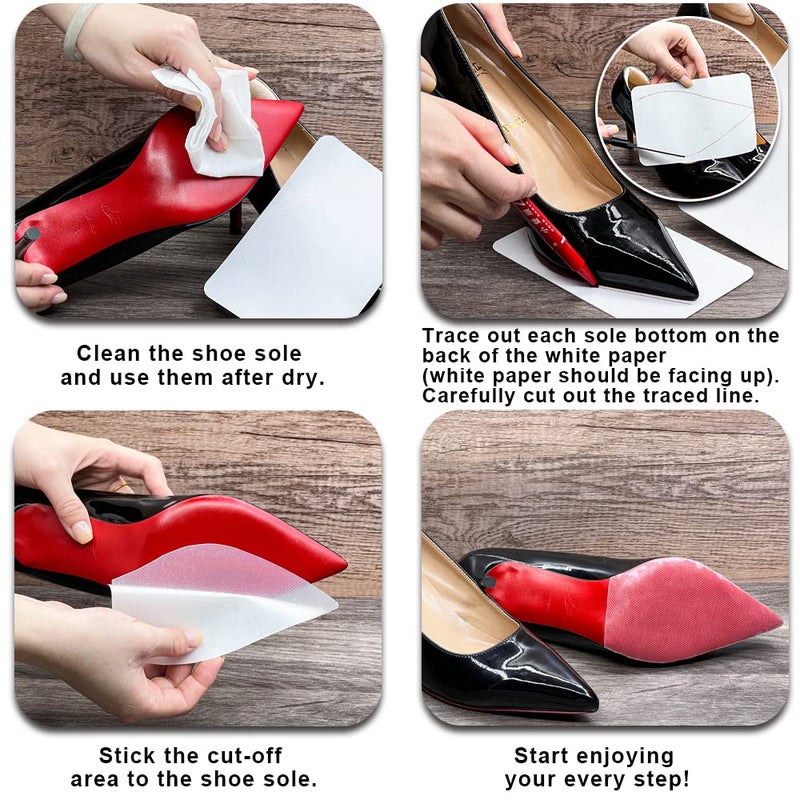 Dr.Foot Dr. Foot Shoe Sole Protectors for high-Heels, Self Adhesive Silicone Non-Slip Shoes Cover Bottoms for Women (Clear) - Image 2