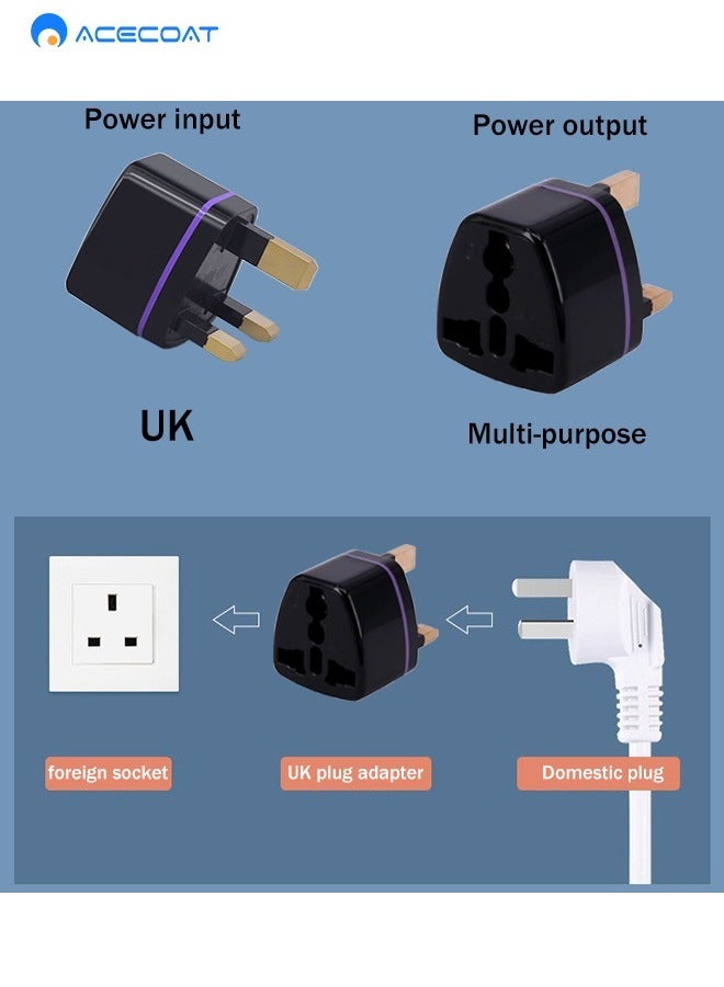 ACECOAT UK Universal Travel Plug Adapter Power Socket Converter, 3-Pin Portable Global International Travel Adapter, AU/EU/US/UK Conversion Uk Wall AC Plug Adapter, Essential for Going Abroad, 3-Pack, Black - Image 4
