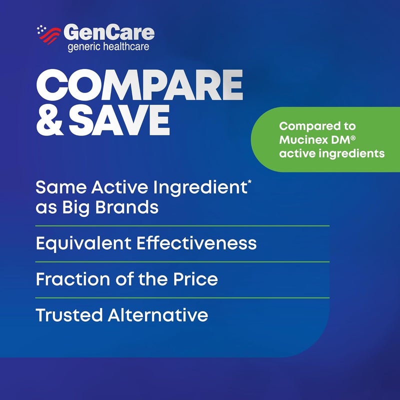 GenCare Mucus Relief DM 150 Count Value Bottle Dextromethorphan HBr 20mg Guaifenesin 400mg Generic Mucus Relief DM Immediate Release Uncoated Cough Mucus Expectorant Pill - Image 5