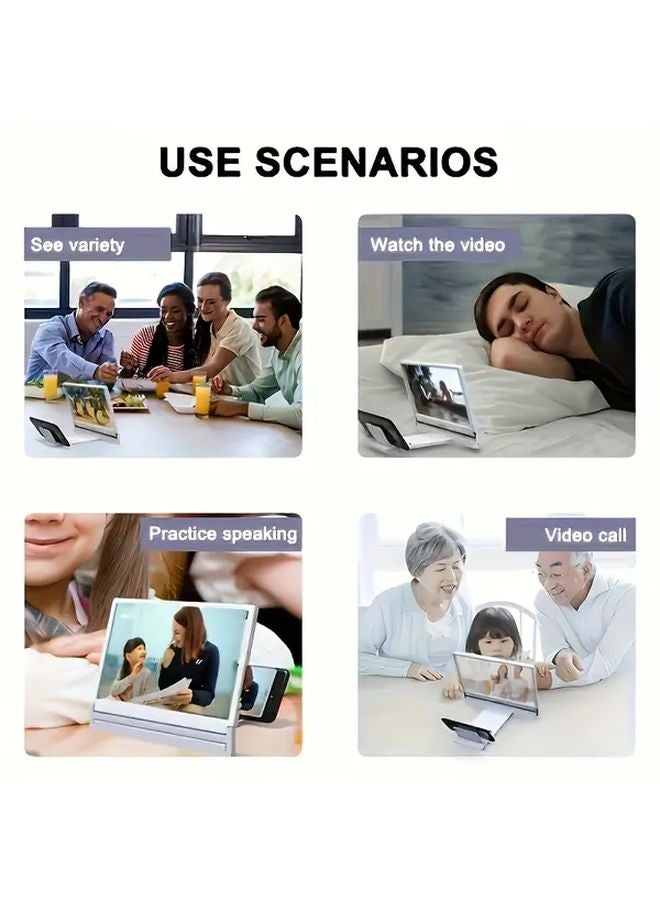 مكبر شاشة هاتف محمول ثلاثي الأبعاد عالي الدقة باللون الأسود من البولي فينيل كلوريد مع حامل للتثبيت على حائط الحمام - Image 4