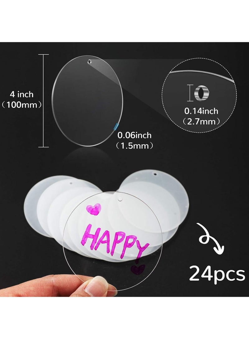 TPGP 24 Pieces 4 Inch Acrylic Keychain Blanks 0.06 Inch Thick Acrylic Circles Clear Disc Ornaments Blanks with Hole Acrylic Transparent Circle Discs for DIY Keychain and Craft Projects Supplies (4 Inch)  - Image 3