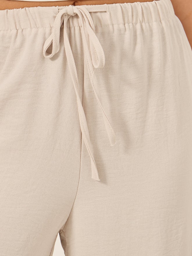 Styli Textured Drawstring Waist Wide Leg Pants - Image 3