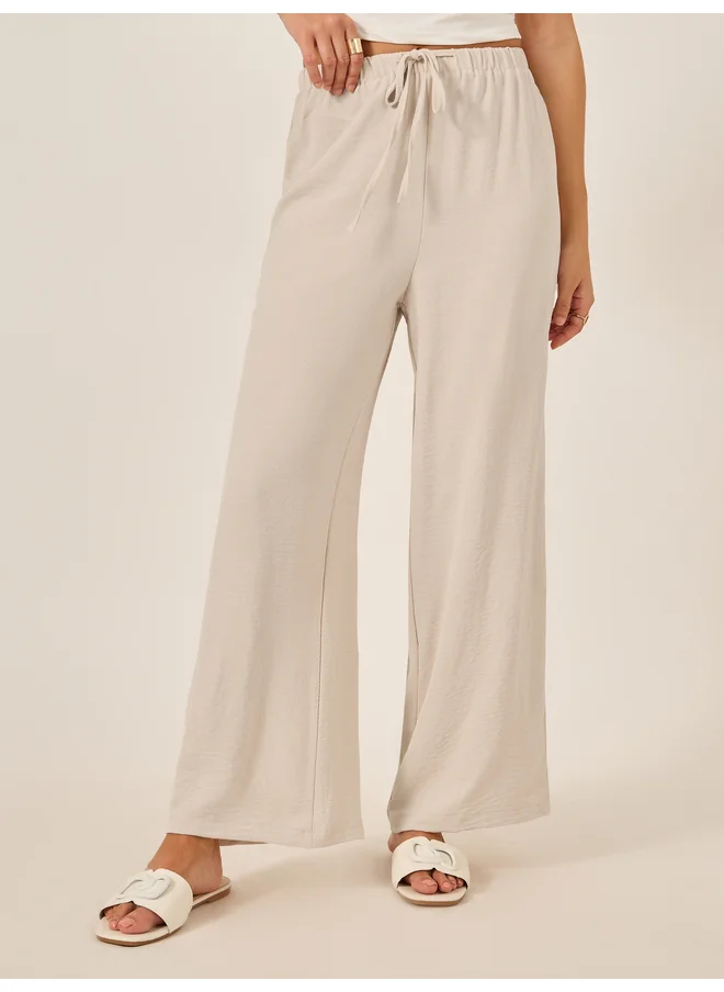 Styli Styli Textured Drawstring Waist Wide Leg Pants