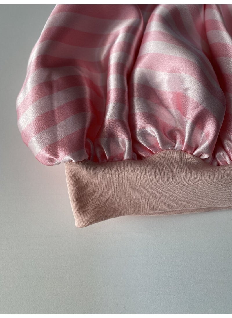 Pistore Satin Bonnet for Curly Hair Pink (Powder) - Satin Sleeping Bonnet  - Image 2