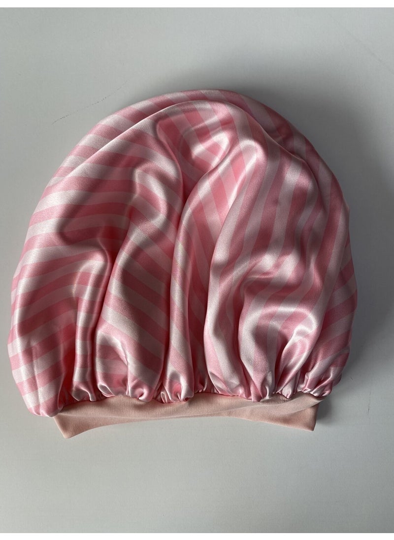 Pistore Satin Bonnet for Curly Hair Pink (Powder) - Satin Sleeping Bonnet  - Image 1