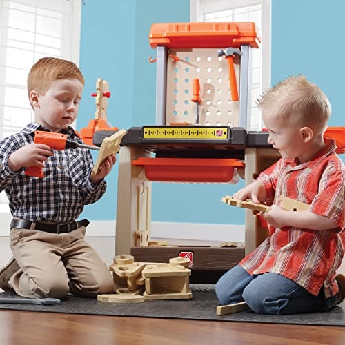 Step2 Handyman Kids Workbench IndoorOutdoor Tool Bench for Children Interactive Play with Sounds Made of Durable Plastic Includes 35 Piece Toy Accessories For Toddlers 3 Years Old - Image 5
