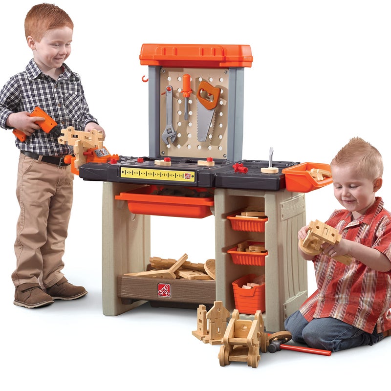 Step2 Handyman Kids Workbench IndoorOutdoor Tool Bench for Children Interactive Play with Sounds Made of Durable Plastic Includes 35 Piece Toy Accessories For Toddlers 3 Years Old - Image 3