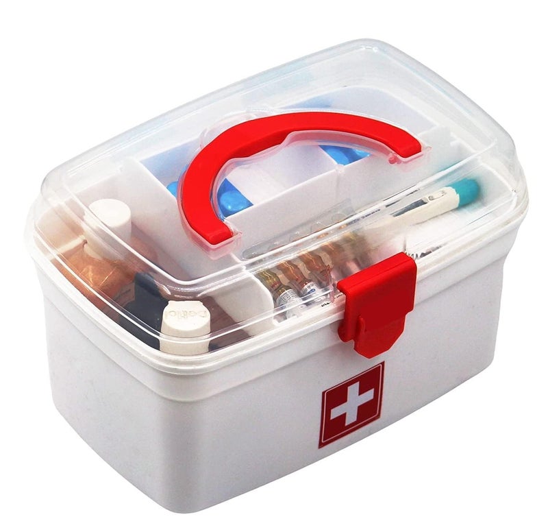 SHUTTLE ART Medical Organizer Box, First Aid Box, Medicine Storage Box With Detachable Tray And Transparent Lid And Handle, Unbreakable Material(S-Medical Storage Box-White) - Image 5