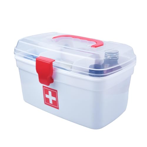 SHUTTLE ART Medical Organizer Box, First Aid Box, Medicine Storage Box With Detachable Tray And Transparent Lid And Handle, Unbreakable Material(S-Medical Storage Box-White) - Image 4