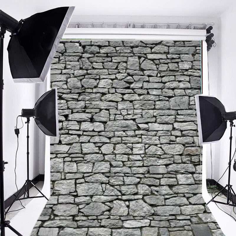 Laeacco 5x7 Rustic Brick Wall Backdrop Vintage Stone Photography Background Nostalgia Gray Grunge Photo Studio Stage Play Cosplay Decoration Birthday Party Photo Shoot Props - Image 2