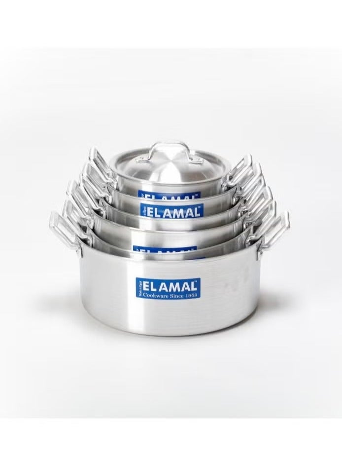 ELAMAL Amal heavy aluminum cookware set, Egyptian made, 6 pieces of different sizes, heat and rust resistant, sizes 16-18-20-22-24-26 cm  - Image 3