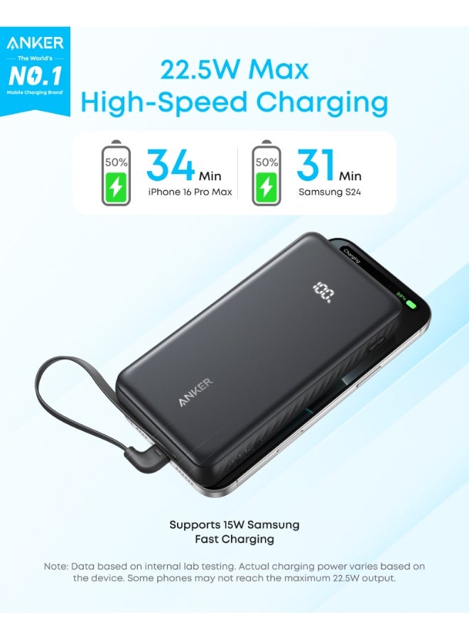 Anker Zolo Power Bank, 20,000mAh 22.5W Max Portable Charger, USB-C In and Out Fast Charging Battery Pack, Slim Travel Essential Phone Power Bank, For iPhone 17/16/15 Series, iPad, MacBook Air, Galaxy, and More - Image 3
