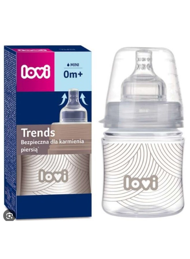 LOVI Trends Baby Feeding Bottle 150ml | BPA-Free | Anti-Colic | Safe for Breastfeeding Transition | 0+ Months | Grey Wave Design - Image 5