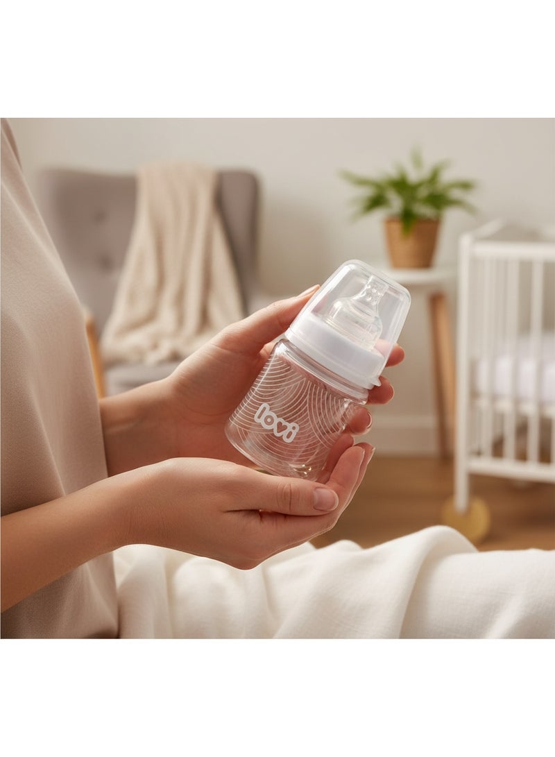 LOVI Trends Baby Feeding Bottle 150ml | BPA-Free | Anti-Colic | Safe for Breastfeeding Transition | 0+ Months | Grey Wave Design - Image 3