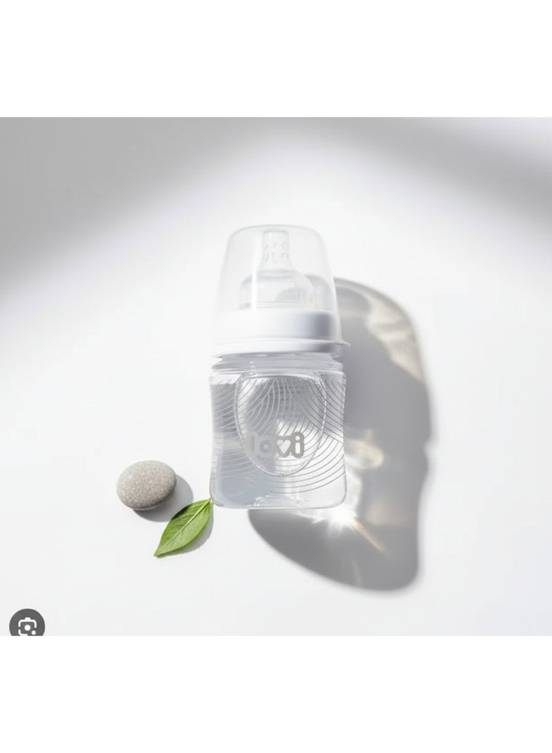 LOVI Trends Baby Feeding Bottle 150ml | BPA-Free | Anti-Colic | Safe for Breastfeeding Transition | 0+ Months | Grey Wave Design - Image 2