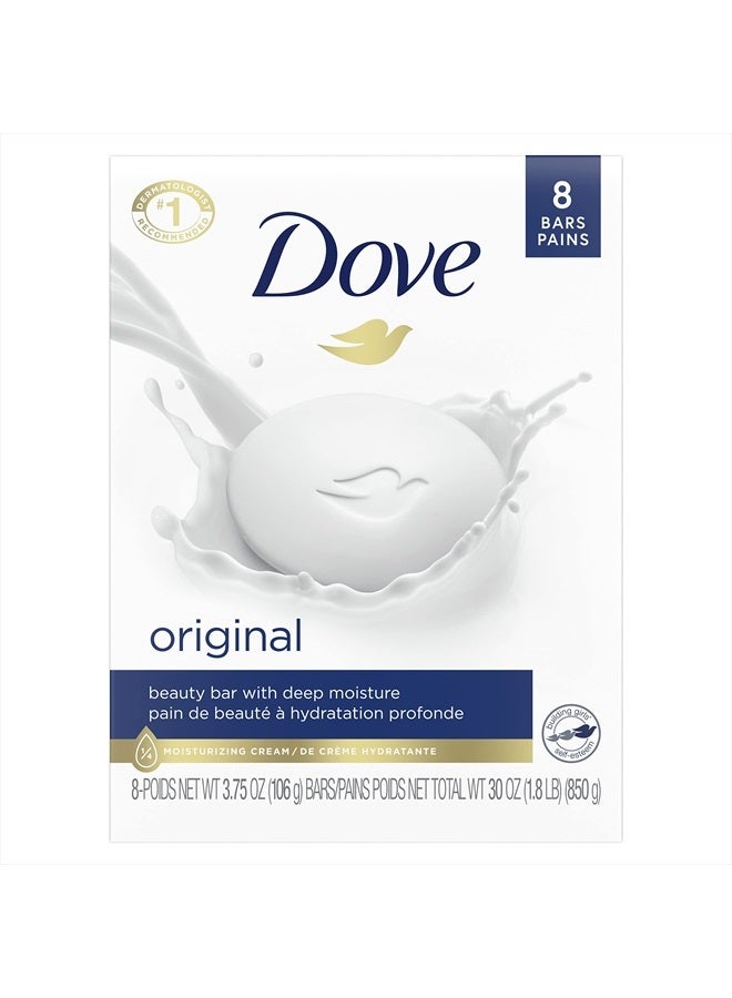Dove Beauty Bar Gentle Skin Cleanser Moisturizing for Gentle Soft Skin Care Original Made With 1/4 Moisturizing Cream 3.75 oz, 8 Bars - Image 1