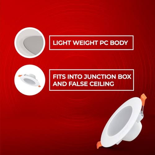 Eveready Everady 8W Downlight for Junction Box Round | 6500K Lumen |3 inch Cutout, 22mm Height | High Voltage Protection Upto 4KV | Pack of 8 - Image 4
