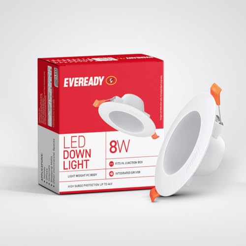 Eveready Everady 8W Downlight for Junction Box Round | 6500K Lumen |3 inch Cutout, 22mm Height | High Voltage Protection Upto 4KV | Pack of 8 - Image 2