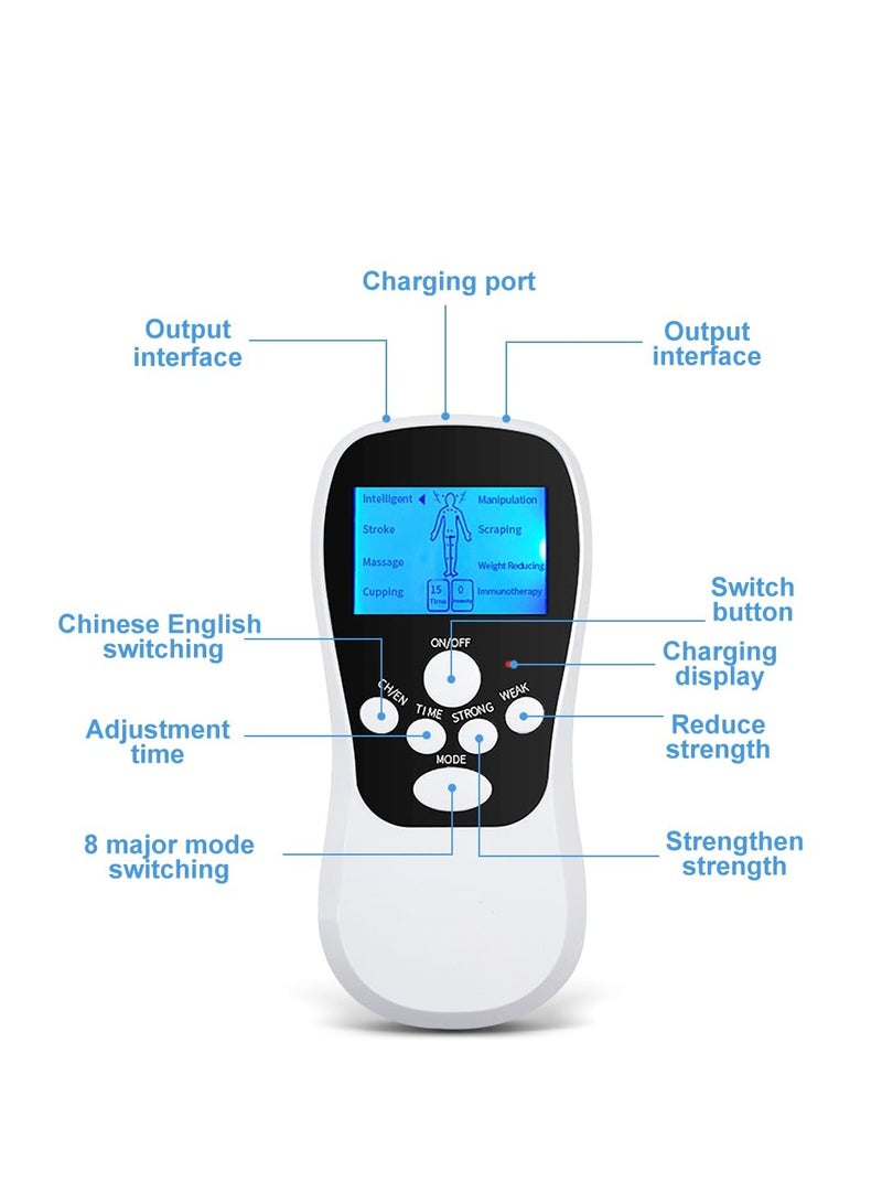 SYOSI TENS Machine Muscle Stimulator for Pain Relief, Rechargeable TENS Unit Muscle Stimulator, Body Acupuncture Massage Machine with 8 Massage Modes 4 Patches for Arthritis Sciatica - Image 4