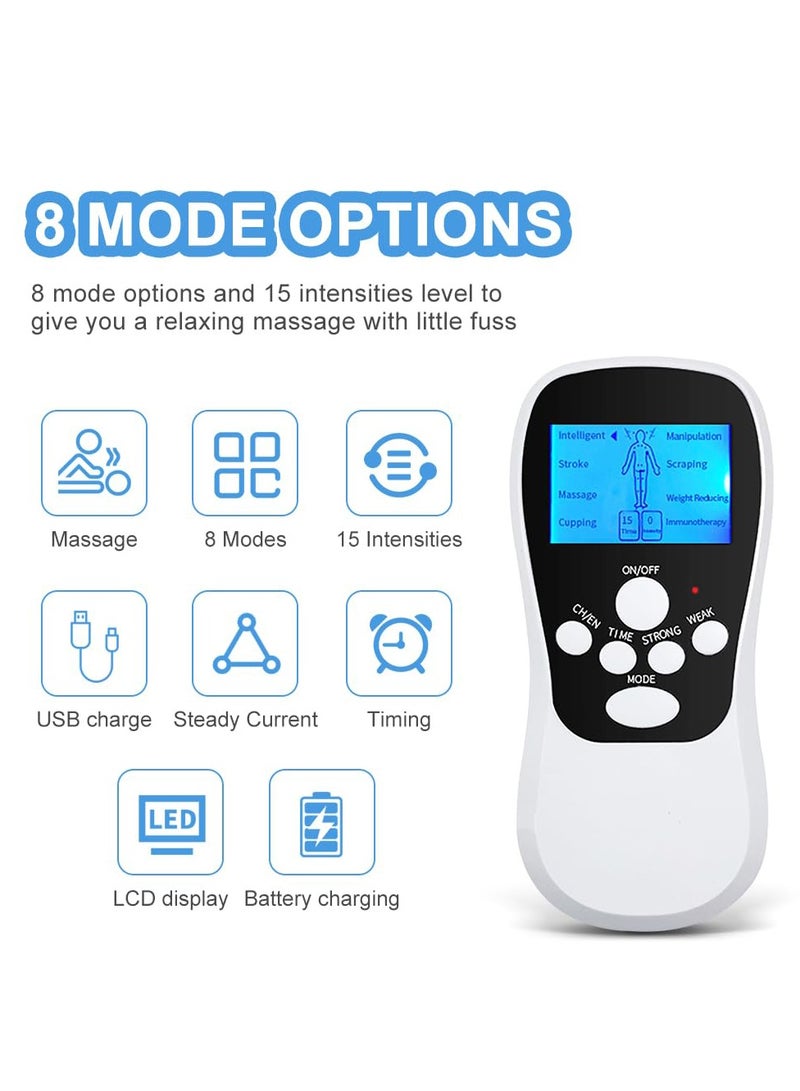 SYOSI TENS Machine Muscle Stimulator for Pain Relief, Rechargeable TENS Unit Muscle Stimulator, Body Acupuncture Massage Machine with 8 Massage Modes 4 Patches for Arthritis Sciatica - Image 3