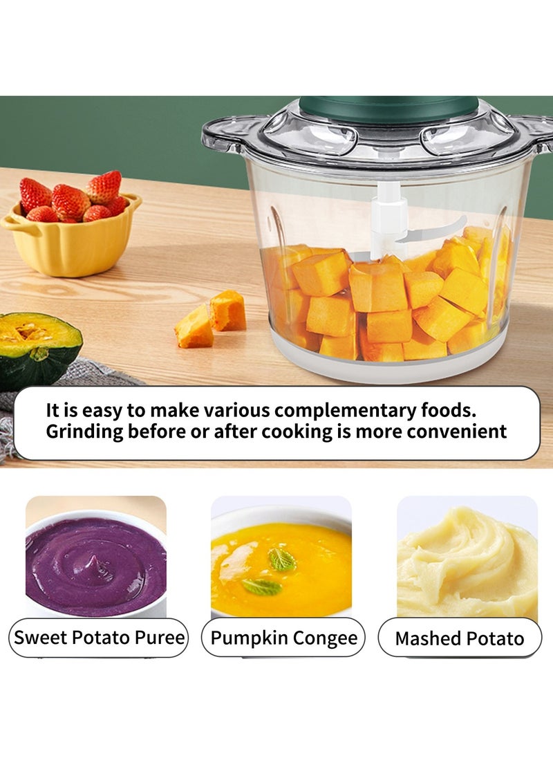 HOTOR 3L Large Capacity Electric Meat Grinder Stainless Steel Chopper 2 Speeds Meat Mincer Food Processor Elegant Slicer Green  - Image 3
