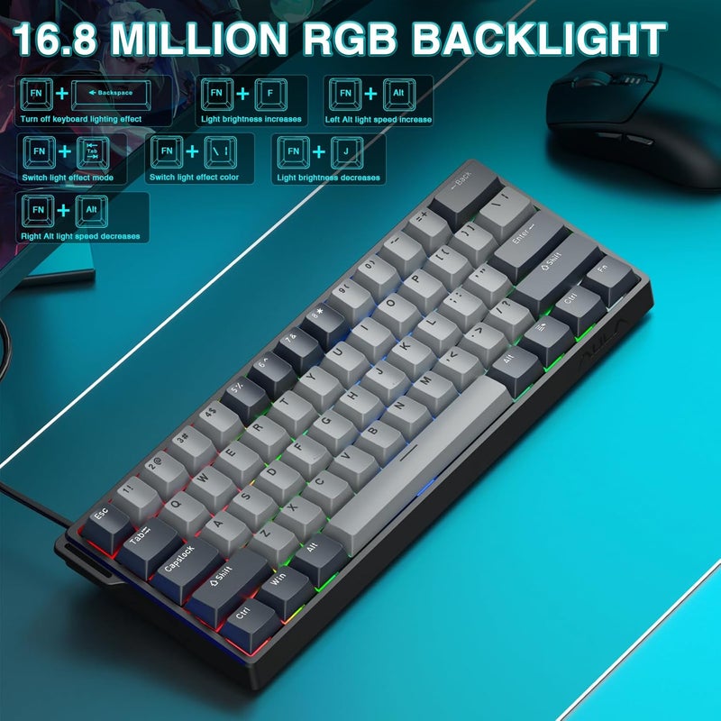 CORBOBO أولا WIN60 HE PRO لوحة مفاتيح ألعاب ميكانيكية بنسبة 60% سلكية، مفتاح مغناطيسي قابل للتبديل السريع، تفعيل قابل للتعديل وضع الزناد السريع، معدل استقصاء 8000 هرتز، لوحة مفاتيح صغيرة RGB بتصميم مدمج بنسبة 60% للكمبيوتر الشخصي - Image 4