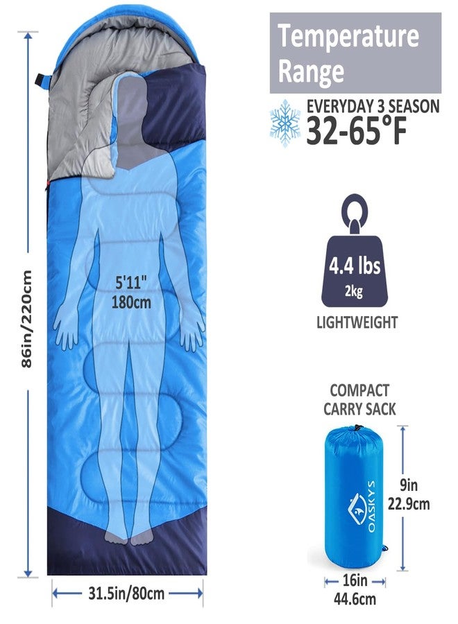oaskys كيس نوم للتخييم من أوسكيز - مناسب لثلاثة فصول (الطقس الدافئ والبارد) - خفيف الوزن ومقاوم للماء، مناسب للبالغين والأطفال - معدات التخييم والسفر والأنشطة الخارجية - Image 2