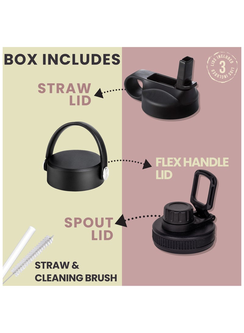 S2C 1200Ml Insulated Water Bottle With 3 Lids, Double Wall,Leak Proof, Stainless Steel Water Bottle With Straw Water Bottle For Gym, Water Bottle Thermos Flask For Hot Water Bottle (Bubble Gum) - Image 5