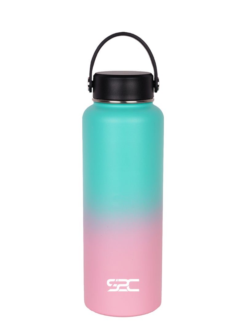 S2C 1200Ml Insulated Water Bottle With 3 Lids, Double Wall,Leak Proof, Stainless Steel Water Bottle With Straw Water Bottle For Gym, Water Bottle Thermos Flask For Hot Water Bottle (Bubble Gum) - Image 1