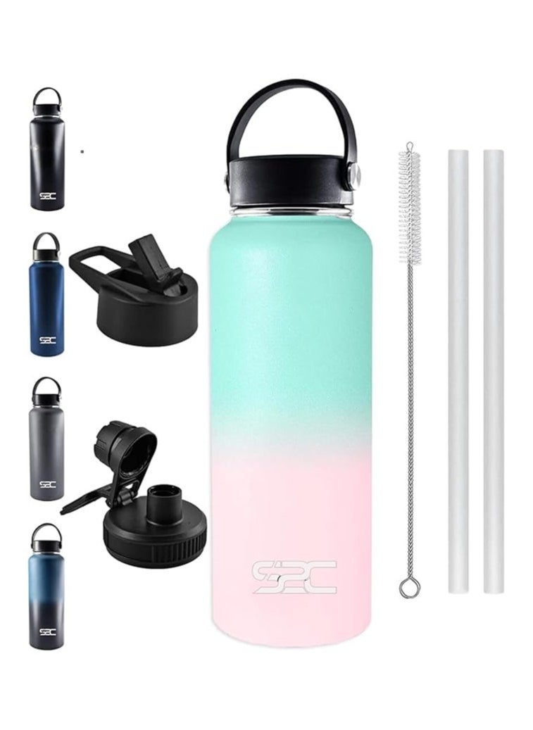 S2C 1200Ml Insulated Water Bottle With 3 Lids, Double Wall,Leak Proof, Stainless Steel Water Bottle With Straw Water Bottle For Gym, Water Bottle Thermos Flask For Hot Water Bottle (Bubble Gum)  - Image 1
