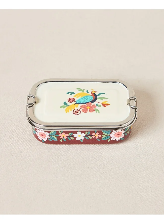 Chumbak Monal Hand-painted Rectangular Tiffin, 650ml | Kashmir Trails