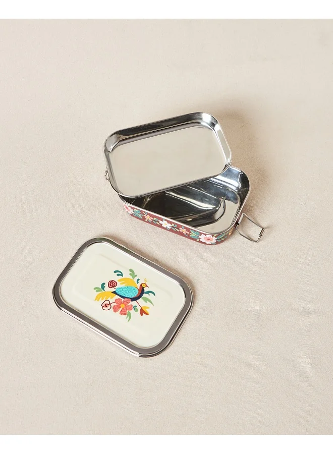 Chumbak Monal Hand-painted Rectangular Tiffin, 650ml | Kashmir Trails