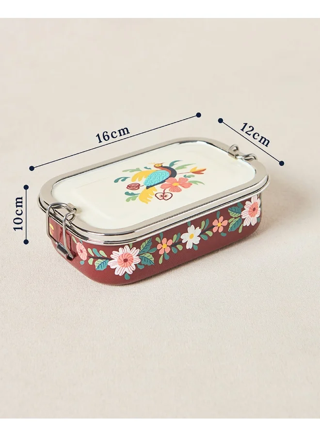 Chumbak Monal Hand-painted Rectangular Tiffin, 650ml | Kashmir Trails