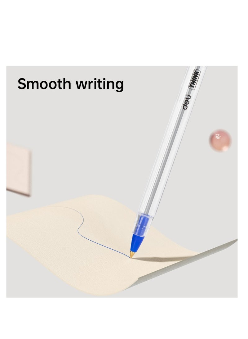 Deli 12-Piece Think Q1 Ballpoint Pen 0.7mm Tip Blue Ink - Image 2