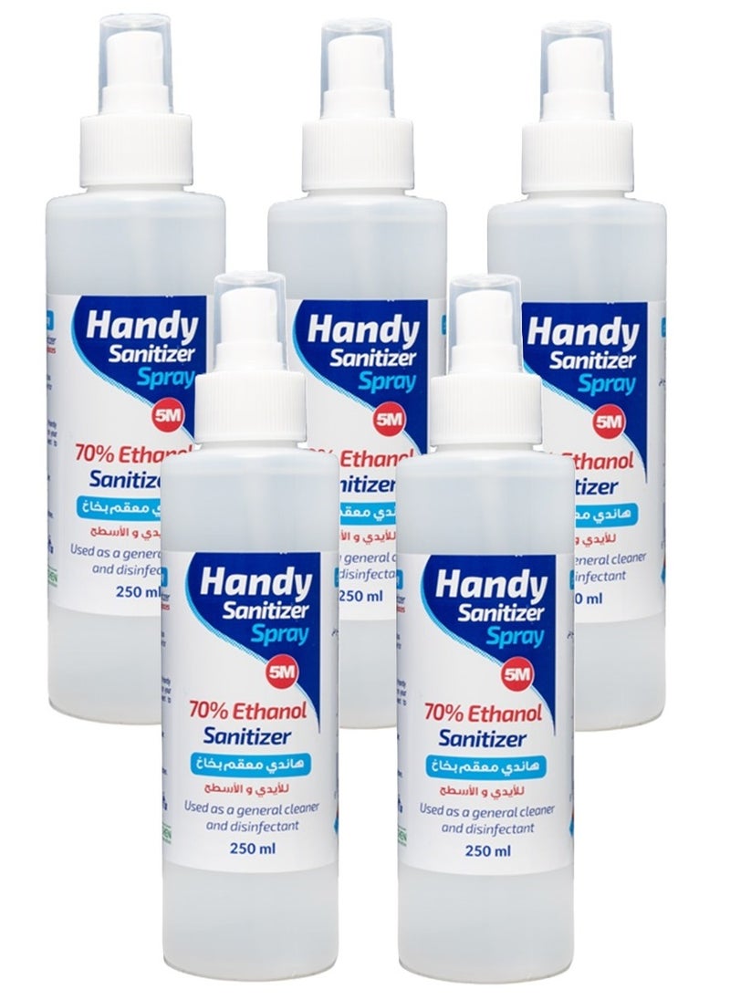 Handy - Handy Original Alcohol Sanitizer 70% Ethanol Spray 250 ML For Hand and Surface ( 5 Pack ) - Image 1