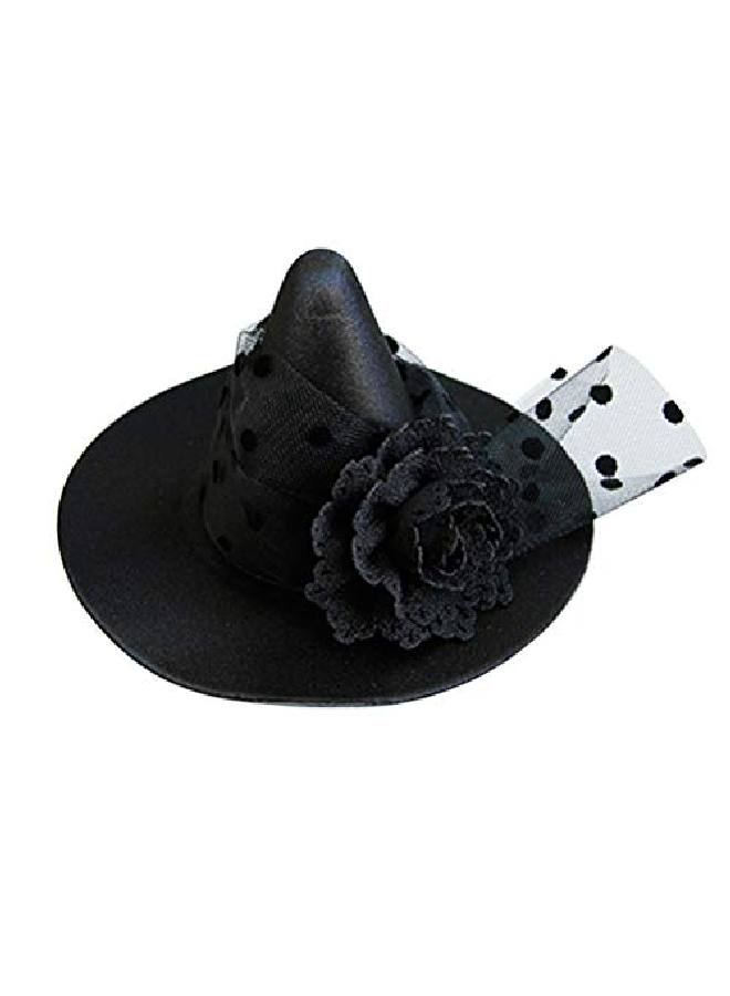 Leorx Small Witch Hat Retro Black Witch Flower Hair Clip Decorative Halloween Hair Accessories For Party (Black Flower) - Image 2