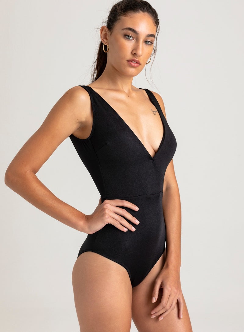 VULEVU Double Breasted One Piece Swimsuit Black - Image 3