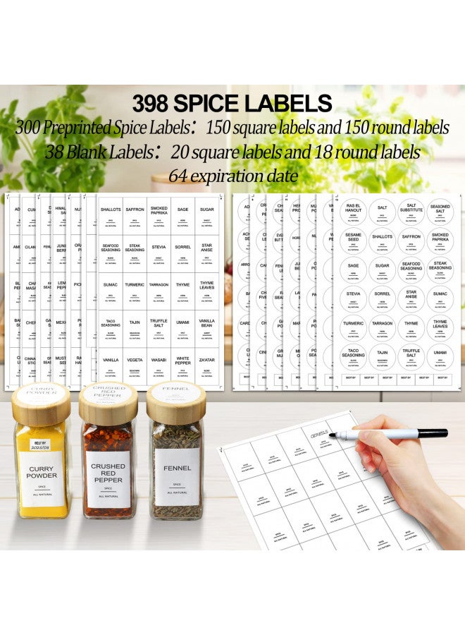 AISIPRIN Glass Spice Jars with Bamboo Lids | Square Spice Jar with Labels | Spice Bottles With Shaker Lids | Spice Containers | for Cabinet,Drawer,Spice Rack | Seasoning Organizer (Pack of 24) - Image 3