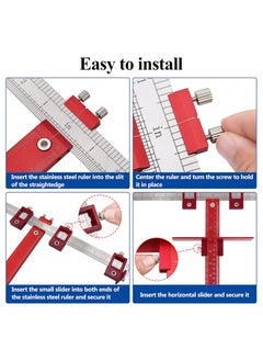 KASTWAVE Cabinet Hardware Jig Tool, Adjustable Punch Locator Drill Template Guide, Multifunctional Woodworking Aids Wood Drilling Dowelling Guide For Installation of Handles Knobs on Doors And Drawer (Red)  - Image 3