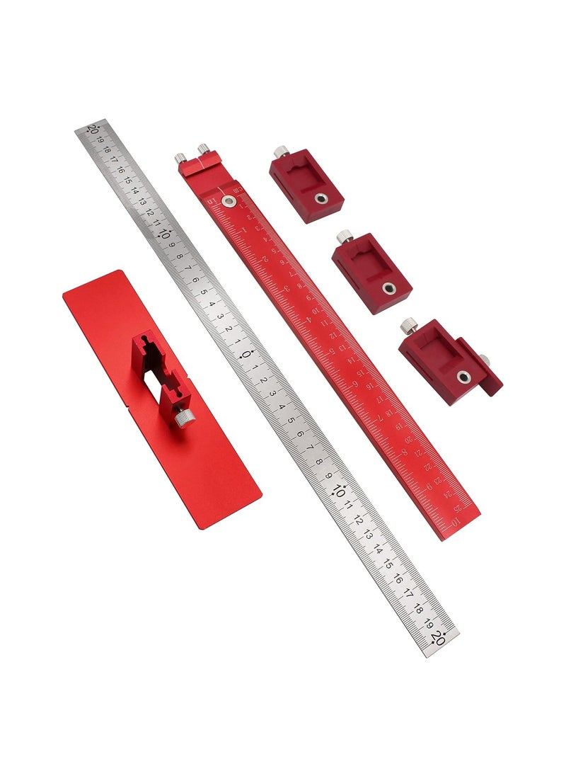 KASTWAVE - Cabinet Hardware Jig Tool, Adjustable Punch Locator Drill Template Guide, Multifunctional Woodworking Aids Wood Drilling Dowelling Guide For Installation of Handles Knobs on Doors And Drawer (Red) - Image 1