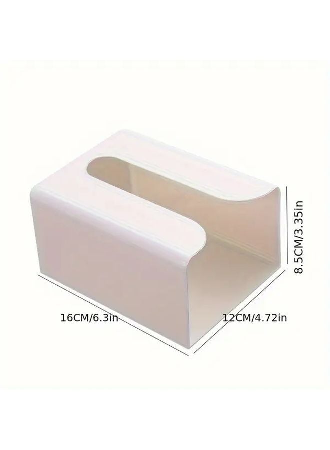 White Small Plastic Tissue Box Holder For Kitchen Bathroom Bedroom Office - Image 4