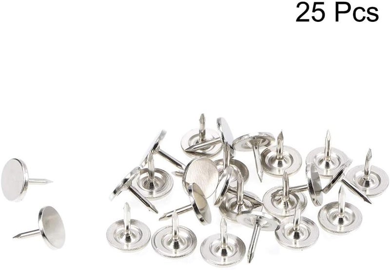 TOP-VIGOR 25pcs Silver Flat Head Upholstery Tacks, Heavy Duty Push Pins, 9.5 x 10mm Decorative Thumb Tacks for Wall, Cork Board, Furniture and Notice Board - Image 3